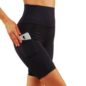 High Waist Side Pocket Yoga Bermuda Shorts